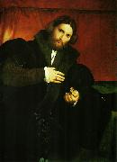 Lorenzo Lotto Portrat eines Edelmannes mit Lowentatze oil painting on canvas
